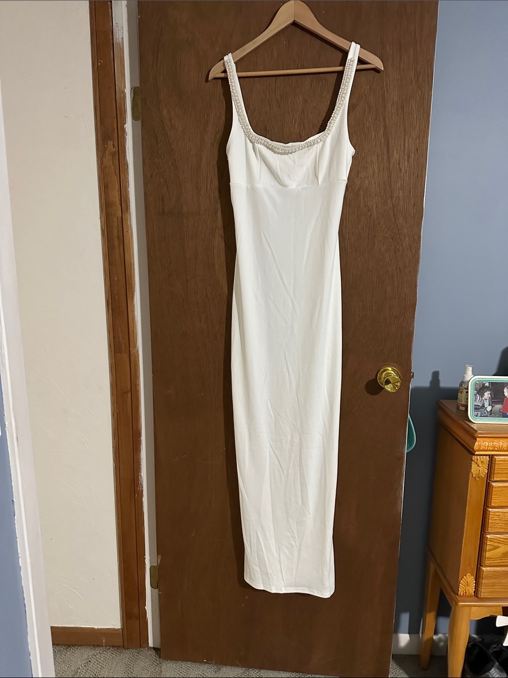 Source Unknown White Bridal Slip Dress with Lace Trim
